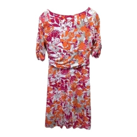 Sharon Young Sunset Boulevard Floral Twist Front V-Neck Elbow Sleeve Dress S New - Picture 3 of 8